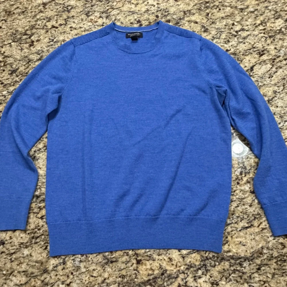 Banana Republic Mens Extra Fine Merino Wool Crewneck Sweater Blue Large L